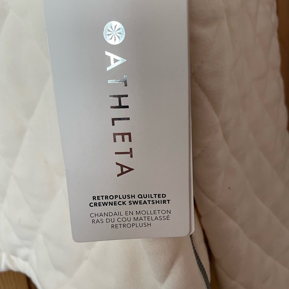 NWT Athleta Retroplush Quilted LS Crewneck Sweatshirt, Off-White, XS - Picture 8 of 10